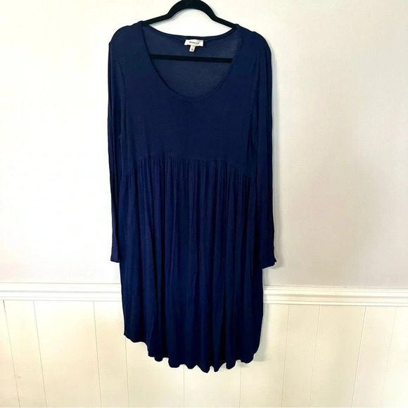 Hailey & Co Women’s Long Sleeve Navy Blue Jersey Scoop Neck Flowy Dress Sz L GUC - Picture 2 of 8